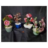 Lot of 4 Decorative Floral Arrangements in Ceramic Pots