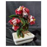 Lot of 4 Decorative Floral Arrangements in Ceramic Pots