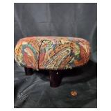 Vintage Upholstered Footstool with Wooden Legs