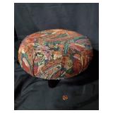 Vintage Upholstered Footstool with Wooden Legs