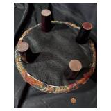 Vintage Upholstered Footstool with Wooden Legs