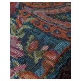 Vintage Upholstered Footstool with Wooden Legs