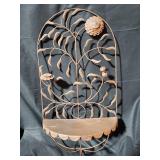 Rustic Metal Wall Plant Holder with Floral Design