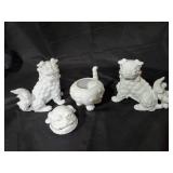 Lot of 3 Ceramic White Foo Dog Figurines