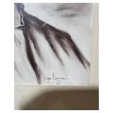 Lot of Two Jesus Art Pieces - Print and Wood Carving