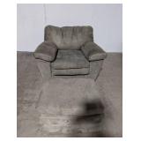 Green Armchair with Ottoman