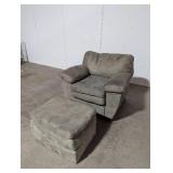 Green Armchair with Ottoman