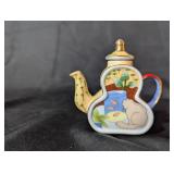 Miniature Cat and Fish Themed Ceramic Teapot