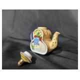 Miniature Cat and Fish Themed Ceramic Teapot