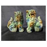 Pair of Vintage Ceramic Foo Dog Figurines