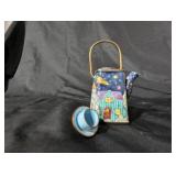 Decorative Miniature Teapot with Night Sky and House Design