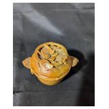 Vintage Brown Carved Lidded Dish Set - Miniature