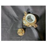 Vintage Ceramic Incense Burner with Lid and Decorative Handles