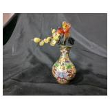 Vintage CloisonnÃ© Vase with Decorative Glass Fruit
