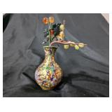 Vintage CloisonnÃ© Vase with Decorative Glass Fruit