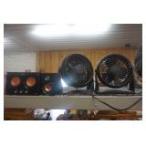 Mini Stereo System With 2 Desk Top Fans