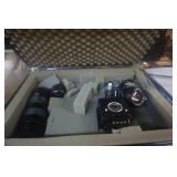 Canon A-1 SLR Camera With Flash, Lenses, and Hard Case