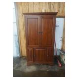 Large Dark Wood Entertainment Center Hutch