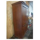 Large Dark Wood Entertainment Center Hutch