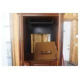 Large Dark Wood Entertainment Center Hutch