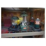 Coleman Lanterns With Propane Cylinders and Foot Air Pump