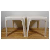 Set of 2 Plastic Patio End Tables/ Foot Stools