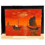 Signed Vibrant Colors Oil Painting H.C. Wong