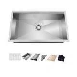 Glacier Bay Zero Radius 30 in. Undermount Single Bowl 18 Gauge Stainless Steel Kitchen Sink with Accessories Slight Dent   Customer Returns See Pictures