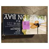 Hampton Bay Lillycrest 52 in. Indoor/Outdoor Aged Bronze Ceiling Fan with Downrod and Reversible Motor; Light Kit Adaptable   Customer Returns See Pictures