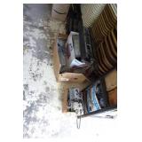 Large Assortment of Gas Fireplace Parts with Shelf