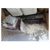 Large Assortment of Gas Fireplace Parts with Shelf