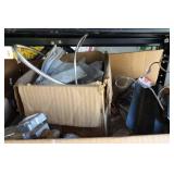 Large Assortment of Gas Fireplace Parts with Shelf