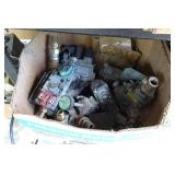 Large Assortment of Gas Fireplace Parts with Shelf