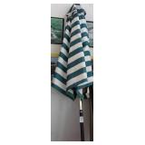 Green/White Striped Patio Umbrella