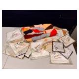Patchwork quilt blanket with linens lot