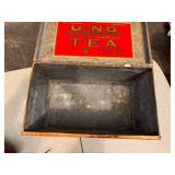 Uno Tea wood box with paper label - Japanese