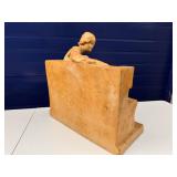 Plaster Statue of Woman on Bench