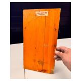 Rat Fink style hand drawn picture on wood plank