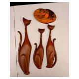 Sexton Mid century modern Metal cats - wall decor