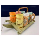 Set of 6 Vintage Siesta Ware glasses w/caddy