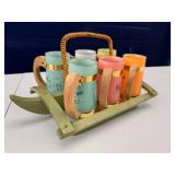 Set of 6 Vintage Siesta Ware glasses w/caddy