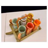 Set of 6 Vintage Siesta Ware glasses w/caddy