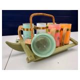 Set of 6 Vintage Siesta Ware glasses w/caddy