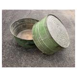Pair of Green  Galvanized Wash Tubs