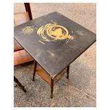 Vintage wood shelf and two antique side tables