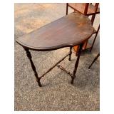 Vintage wood shelf and two antique side tables