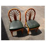 Pair of Rattan Fan Back Chairs