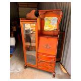 Antique Cherry Wood Secretary Desk & Cabinet