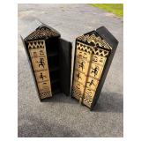 Pair of Native American Style Wood Cabinets