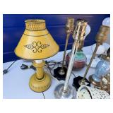 Ten vintage table lamps and 1 hanging lamp
